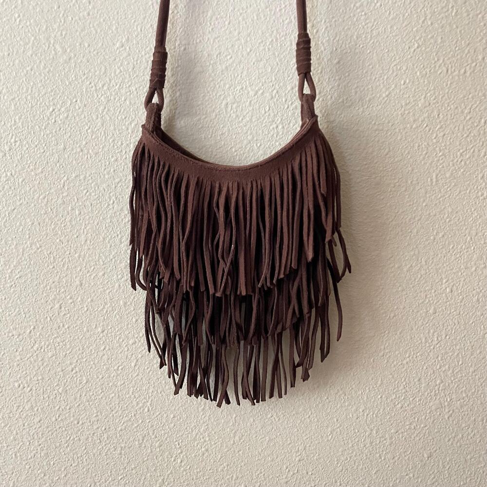 Y2K vintage 2000s brown fringe american eagle crossbody bag coastal cowgirl boho